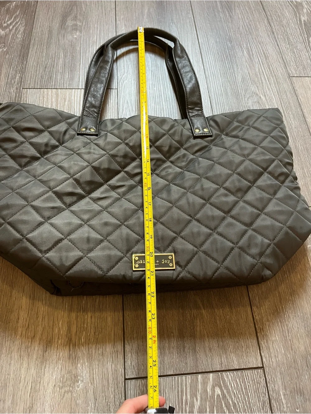 Olivia + Joy olive green quilted Tote Bag